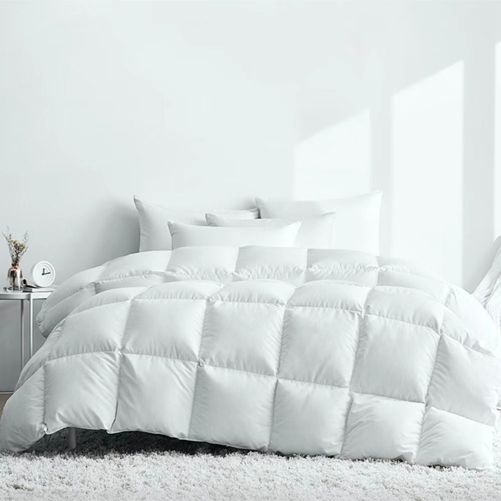 Soft white bedding in morning light